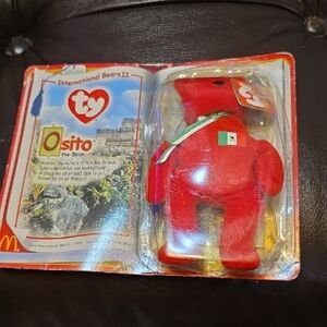Macdonalds Y2K International Ty Osito Red Stuffed Bear Mexico
